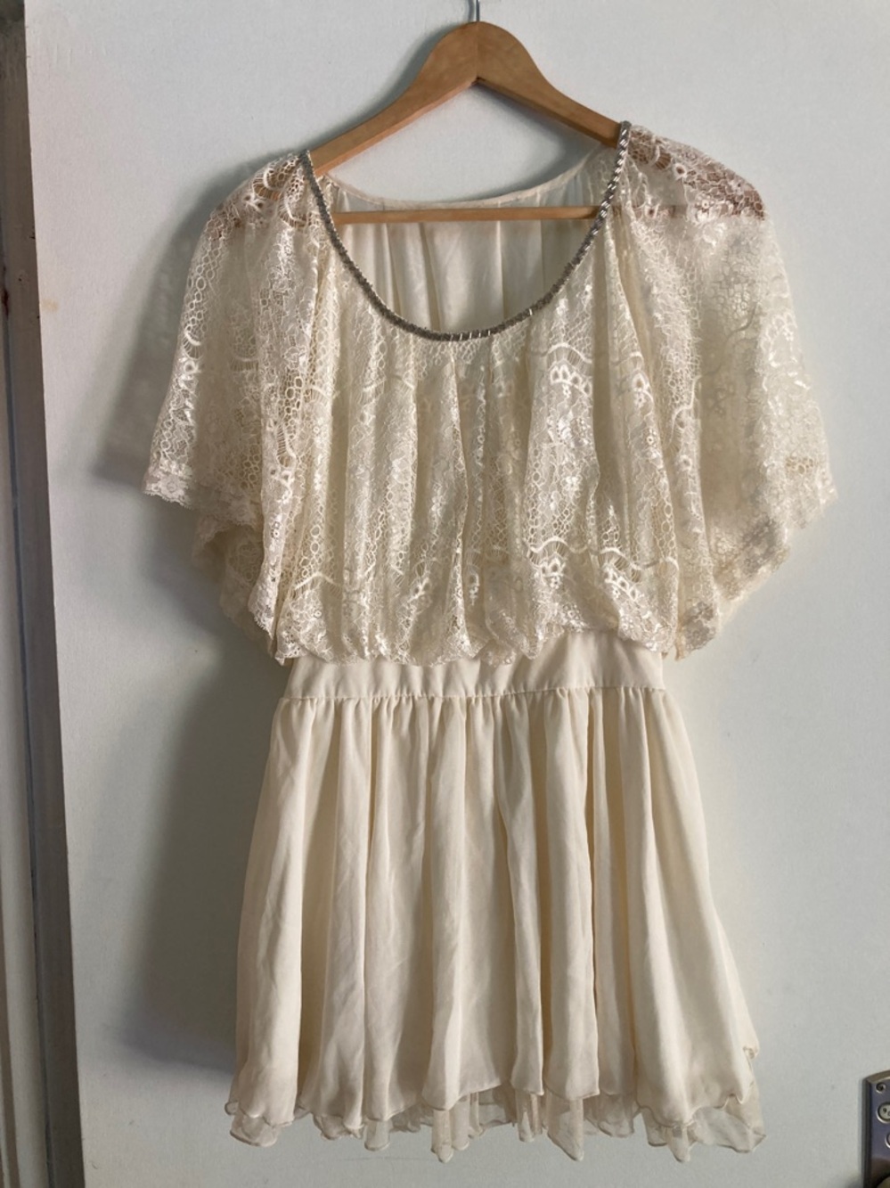 Cecil McBee Dress Size M with Lace and Beaded Scoop Neckline - Japanese Brand